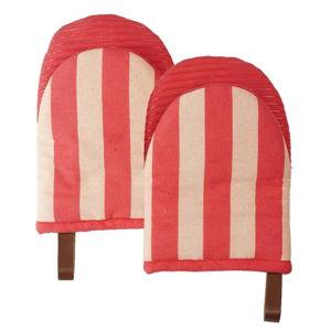Folkulture Red Oven Mitts - Set of 2 (5.75"x9") | Cute Red Oven Mitts with Hanging Loop for Cooking Gifts, Kitchen Decor| 100% Cotton, Silicone Heat Resistant Oven-Gloves for New Home Essentials