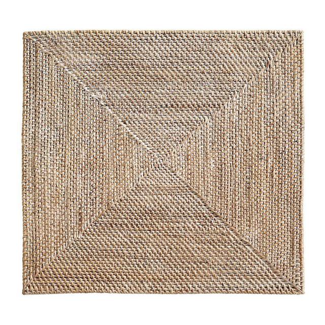 Tava Rattan Square Placemats, Set of 4 - Light Natural