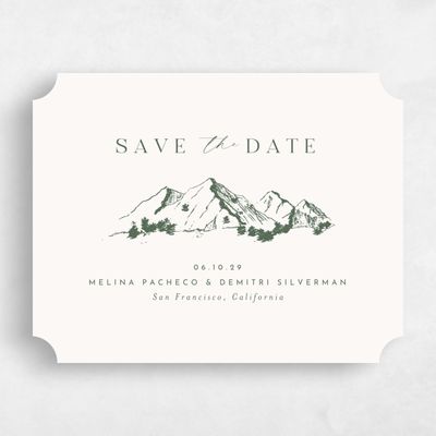 Beige Ticket Wedding Save the Date - Crispin Landscape