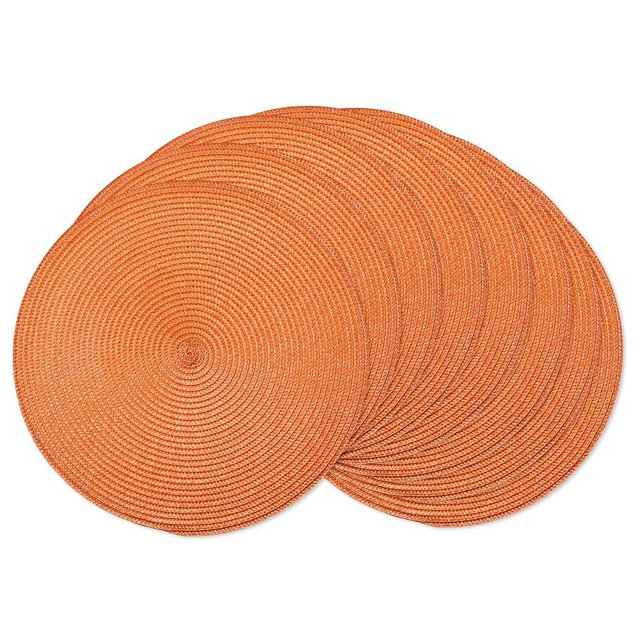 AHHFSMEI Round Braided Placemats 15 Inch Round Table Mats for Dining Tables Natural Woven Heat Resistant Place mats Set of 8 (Orange,8)