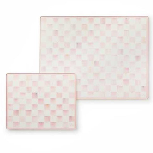 Rosy Check Glass Cutting Board - Set of 2