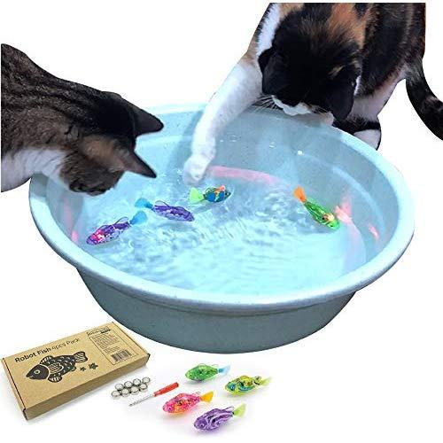BlackHole Litter Mat Interactive Swimming Robot Fish Toy for Cat with LED Light (4 pcs), Electronic Cat Toy to Stimulate Your Cat's Hunter Instincts