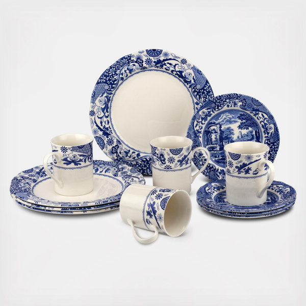 Spode, Blue Italian Brocato 12-Piece Dinnerware Set, Service for 4