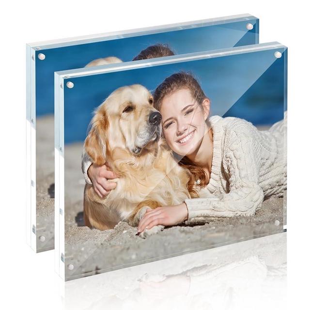 TWING 2Pack Acrylic Picture Frame 8 x 10 Magnetic Picture Frame Thickness 10+10MM Clear Picture Frame, 8 by 10 Picture Frames Acrylic Magnetic Photo Frame Self Standing Double Sided Frame Gift Ideal,