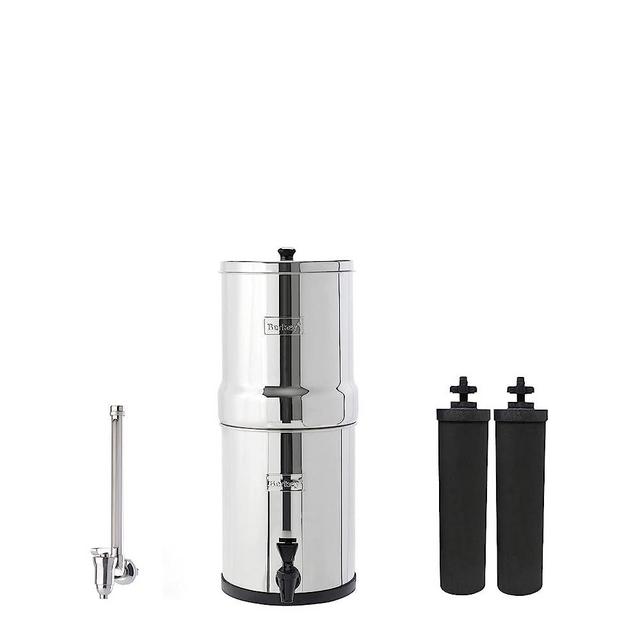 Travel Berkey Gravity-Fed Water Filter System with 2 Black Berkey Elements Plus Deluxe 7" Stainless Steel Berkey Water View Spigot