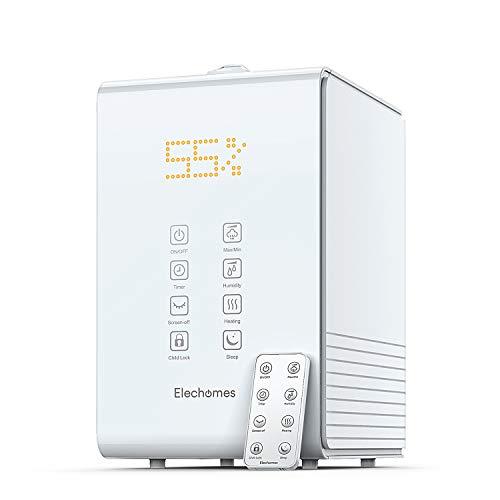 Elechomes SH8820 Ultrasonic Top Fill Humidifier 5.5L Vaporizer Warm and Cool Mist Humidifiers for Large Room Bedroom Babies with Remote, Humidity Monitor, 12-40 Hours, 550ml/h Max Humidity (White)