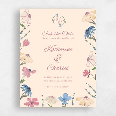 Buttercream, Beige Wedding Save the Date - Mireille Portrait