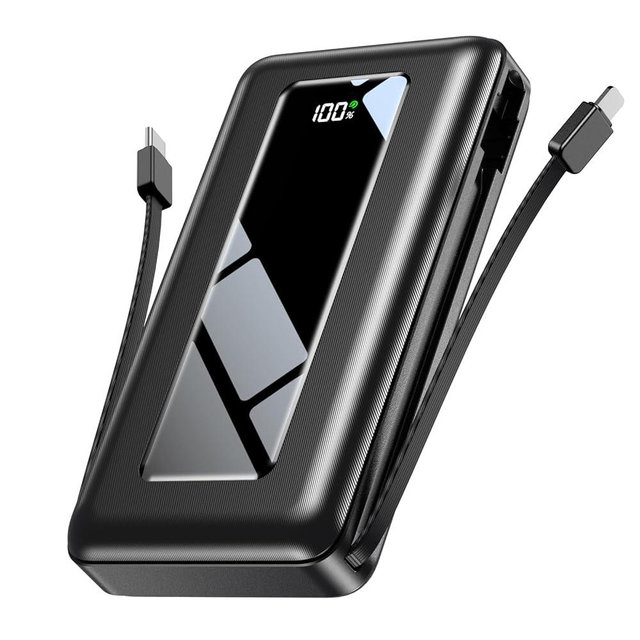 JKELAR Portable Charger Power Bank, 50000mAh Travel Camping Essential Battery Pack with Built-in Cables, PD 22.5W Fast Charging, Large Capacity Portable Phone Charger for iPhone, Android, Black
