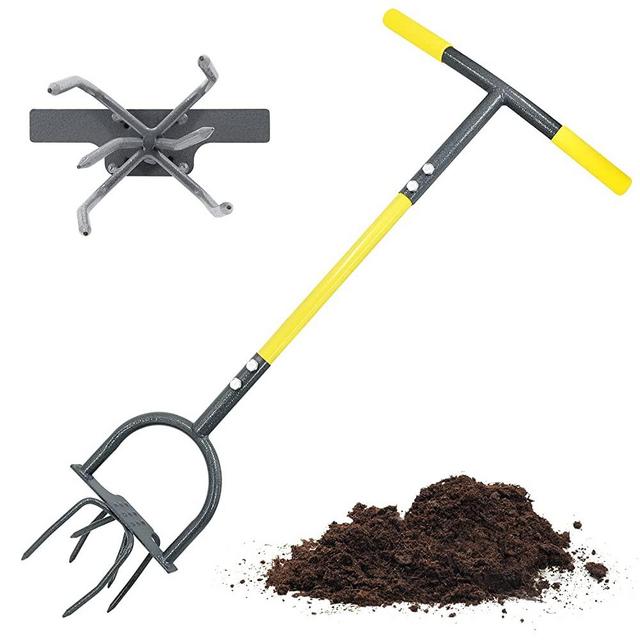 Jardineer Manual Twist Tiller Hand, Garden Twist Tiller Heavy Duty, Garden Claw Cultivator for Flower Box and Raised Bed