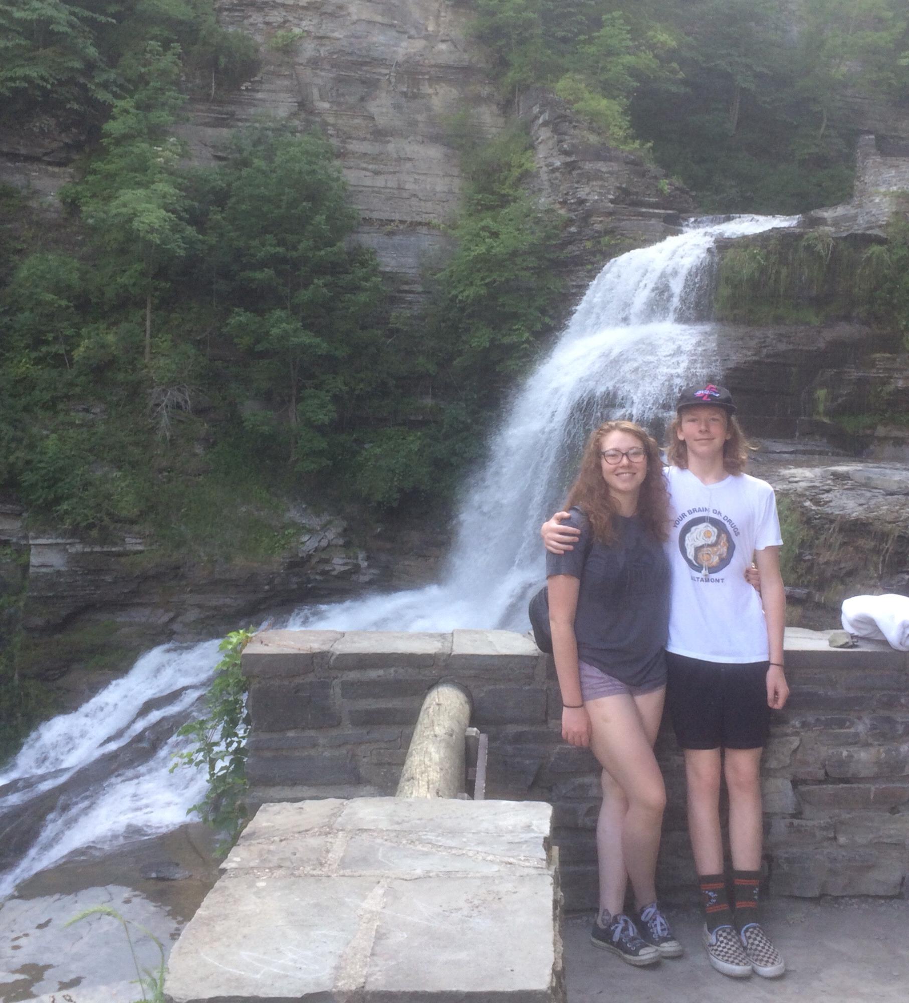 Marks kids Cecilia and Dylan hiking with us in Ithaca, NY.