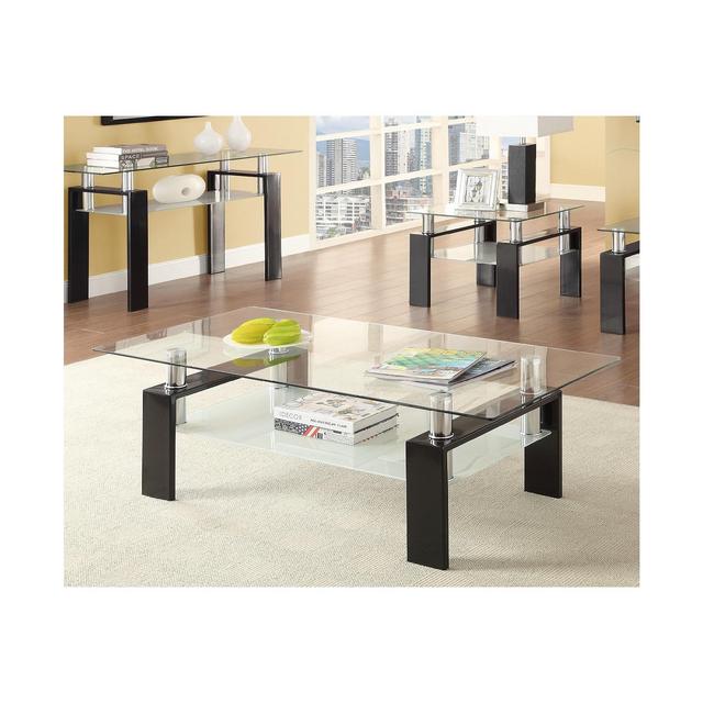 Coaster Home Furnishings Haven Tempered Glass Coffee Table with Shelf