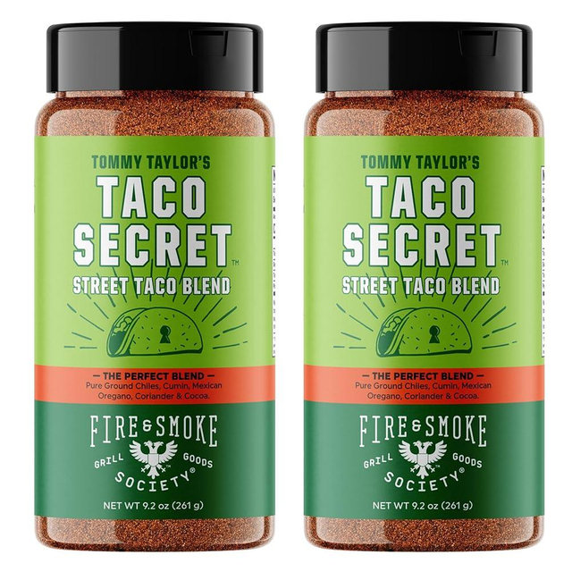Fire & Smoke Society Taco Secret Taco Seasoning Mix | XL Bottles | Fajita Seasoning Mix, Carnitas, Meat, Mexican Spice Blend | MSG Free, Gluten Free, Non-GMO | 9.2 oz (2-Pack)