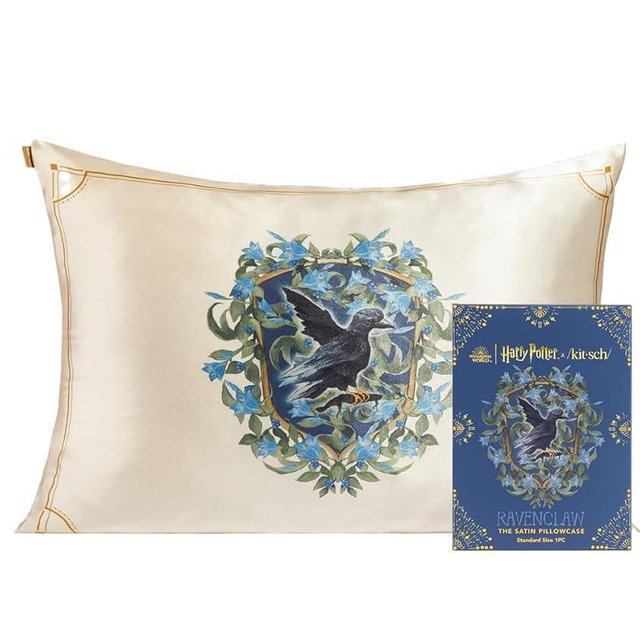 Kitsch x Harry Potter Ravenclaw Satin Pillowcase with Zipper for Hair & Skin – Double-Sided, Softer Than Silk, Wrinkle-Free, Machine Washable, Frizz Control, Breakout Prevention - Queen/Standard