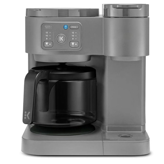 K-Duo Essentials, Hot & Iced Single-Serve Pod Coffee Maker & Carafe, 72 Oz Reservoir, Multiple Brew Sizes, Strong Brew Feature, Perfect for Hot and Iced Coffee (Moonlight Gray)