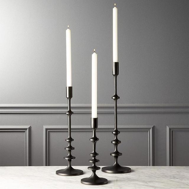ALLIS BLACK TAPER CANDLE HOLDERS SET OF 3