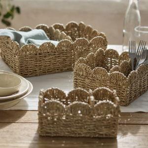 Seagrass Kitchen Storage Baskets, Set of 3