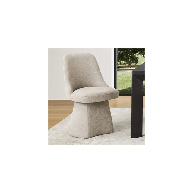 Spruce&Spring Upholstered Swivel Dining Chair with High Back and Conical Base, Single, Khaki Fabric