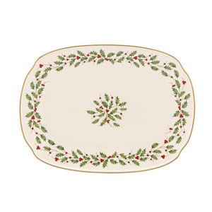 Lenox Serveware, Holiday Serving Platter, Oval Shape, 15.25-Inch, Ivory, Porcelain Material, Dishwasher Safe, Turkey Platter for Thanksgiving, Winter Hosting, Christmas Serving (Multicolor, 1 Piece)