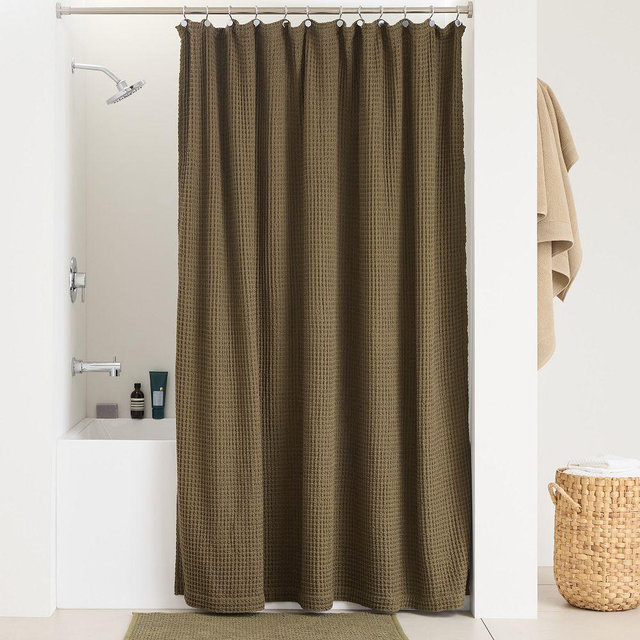 Plush Waffle Shower Curtain