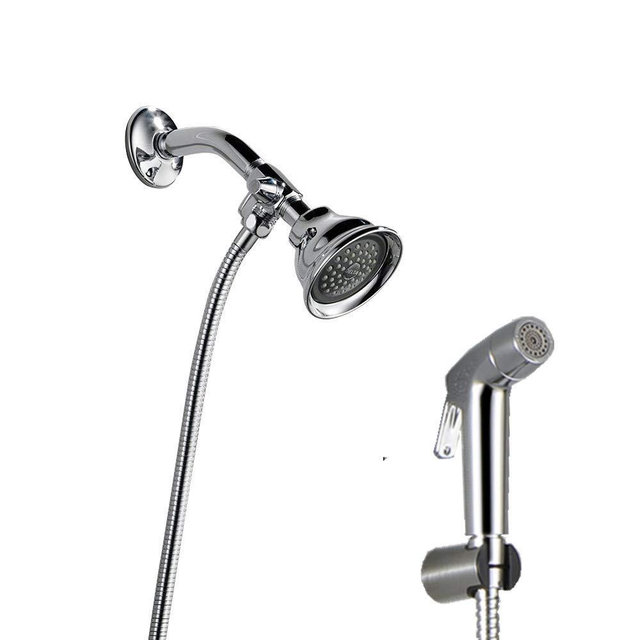 REEGE Dog Shower Sprayer Attachment Set for Pet Bathing and Dog Washing-Bathroom Sprayer Shower Arm Diverter with Hand Shower Head and Hose Sprayer Head Kit