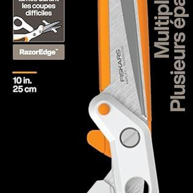 Fiskars Amplify RazorEdge Fabric Scissors - 8" Heavy Duty Fabric Shears with SoftGrip Ergonomic Handle, Premier Grade Stainless Steel Blades