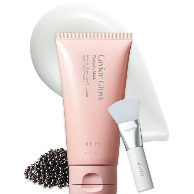 Delere Caviar Glow Collagen Wrapping Mask | Korean Peel Off Face Mask for Glowing Skin and Visible Skin Tightening, 3.4oz