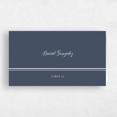 Blue Typography Wedding Place Card - Stauffer
