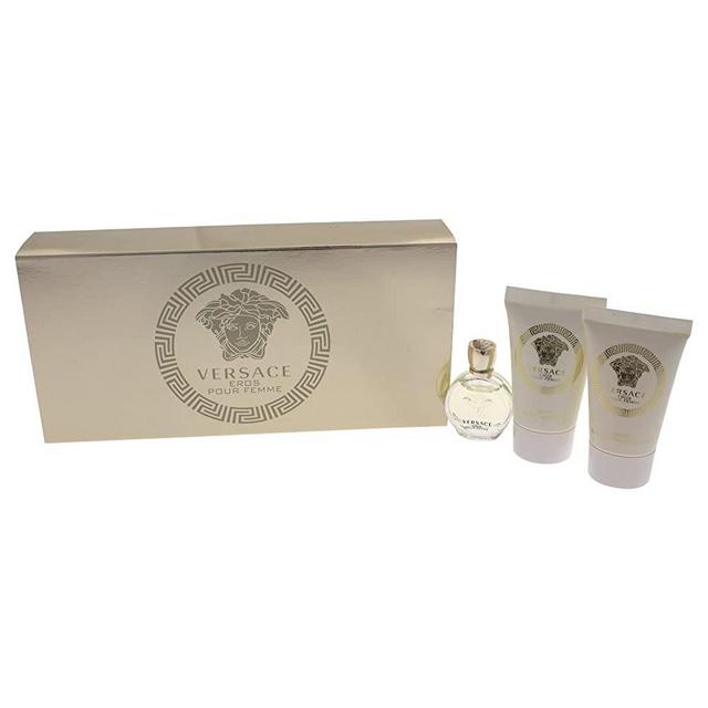 Versace Eros Pour Femme 3 Pieces Travel Kit - Eau De Parfum, Shower Gel & Body Lotion, PINK , 3 Count
