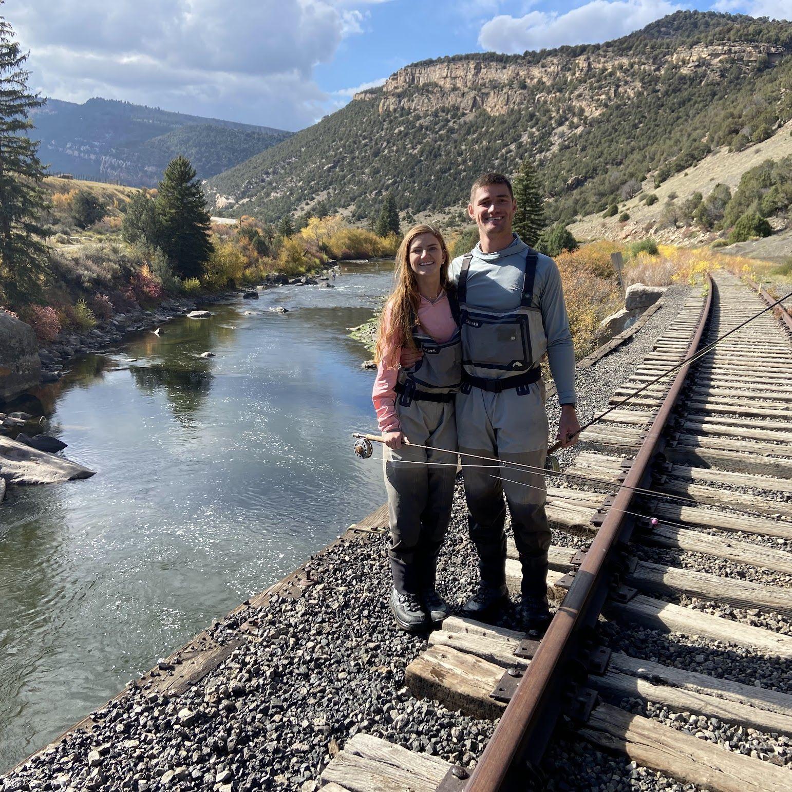 October 2021. Fly fishing in Vail. Jared only hooked his hand twice and Mel only slipped on a rock and fell once.
