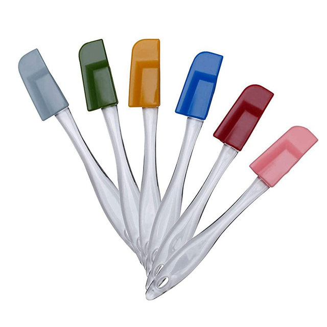 Mini Silicone Spatula Set with Removable Multi-Colored Silicone Heads for Easy Cleaning, Tapered Flexible Edges Mini Spatulas, Non-Stick and Heat Resistant, Set of 6 By Exultimate
