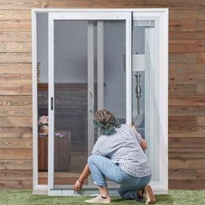RELIABILT Universal reversible 30-in W x 79-in H x 1-in T White Single Aluminum Screen door with (Handle Included)