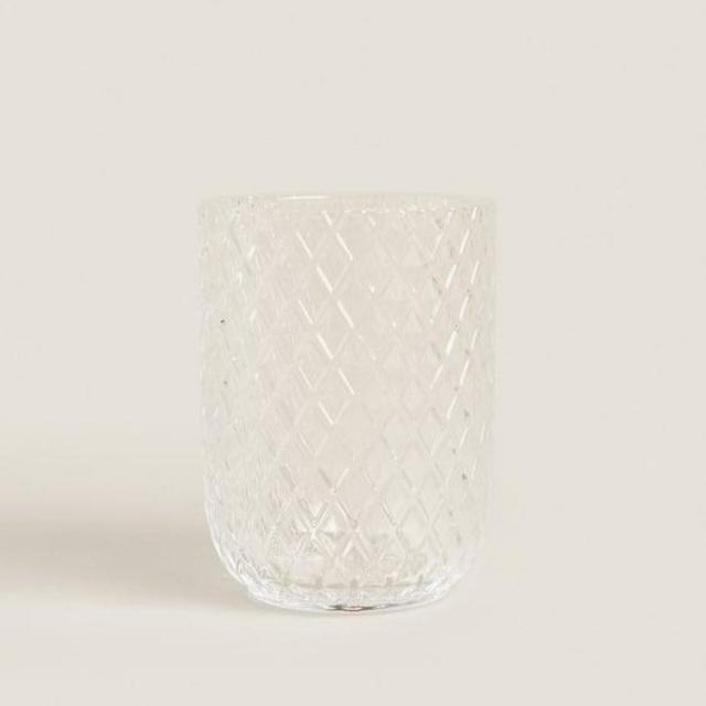 TEXTURED GLASS BATHROOM TUMBLER