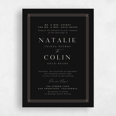 Black Wedding Invitation - Sarnai Portrait