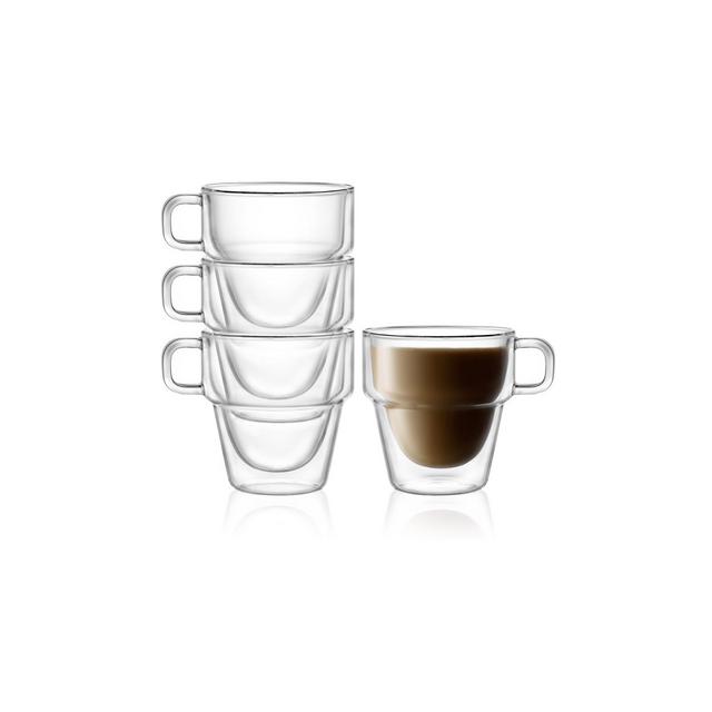 JoyJolt Stoiva Double Walled Coffee Mugs-Set of 4 Stackable Large Coffee Mugs with Handle - 11.5 oz