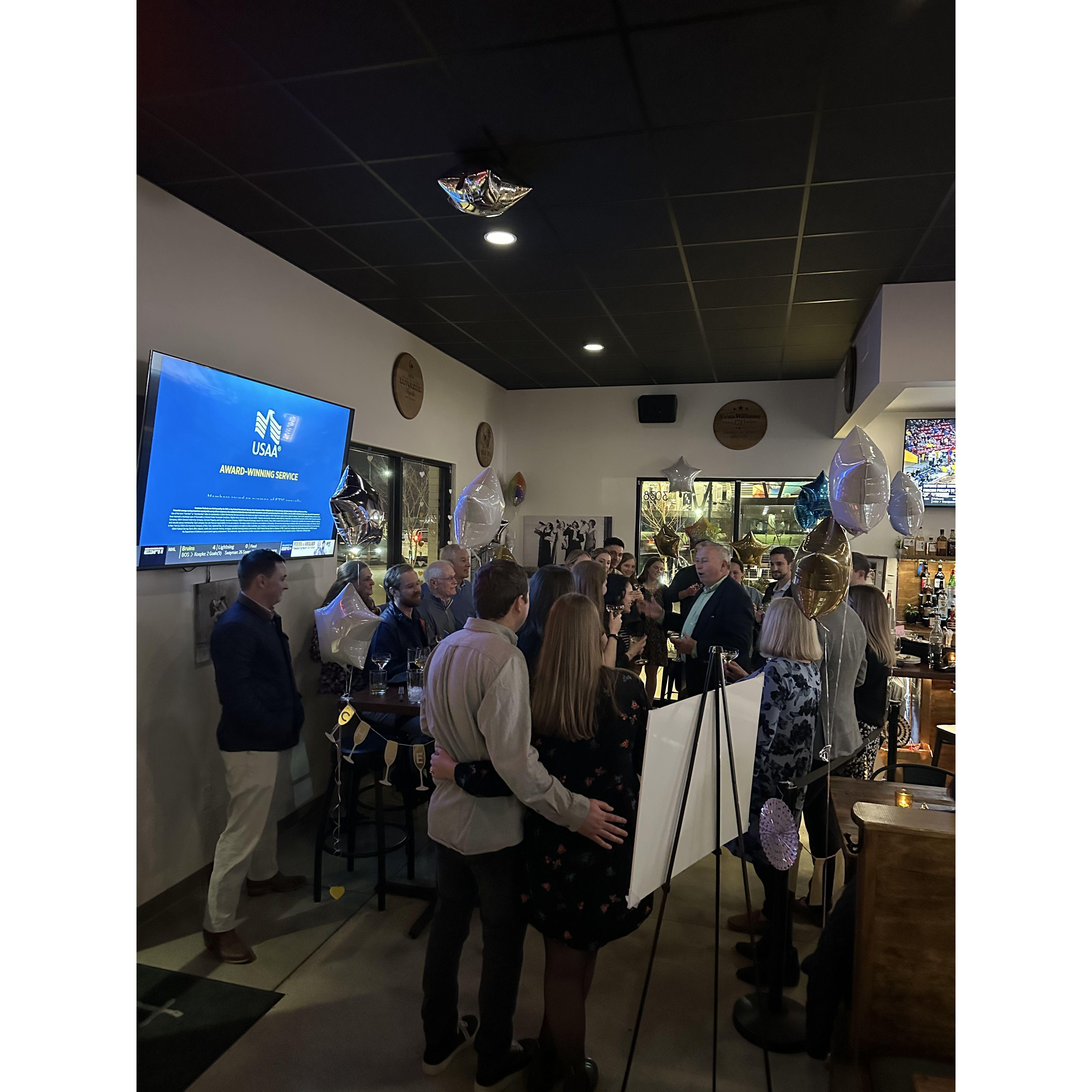 Celebrating our engagement with friends and family - March 8, 2025