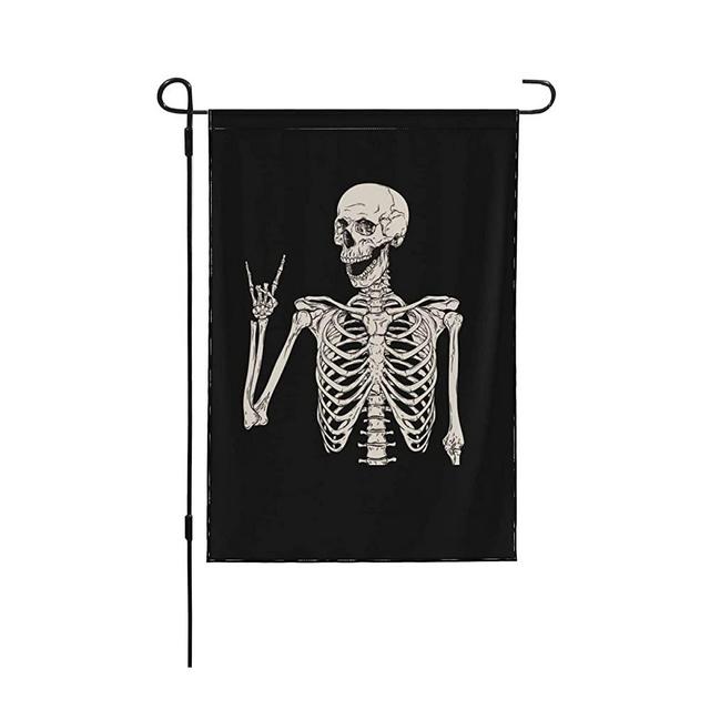 Skeleton Skull Boho Hippie Garden Flags Double Sided, Welcome Summer House Flag Banners for Christmas Decorations 12.5"x18"