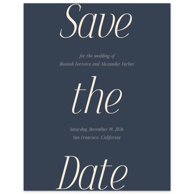 Grayed Navy, Blue Wedding Digital Save the Date - Mycenae Portrait