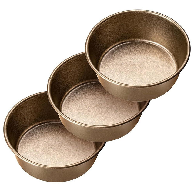 Yomvzake Air Fryer Mini Pie Pan Tart Tins, Jumbo Muffin Cupcake Pan 4 Inch Air Fryer Hamburger Bun Mold, 3PCS Non-Stick Air Fryer Egg Baking Pan Individual Pazookie Mini Cake Pans for Baking