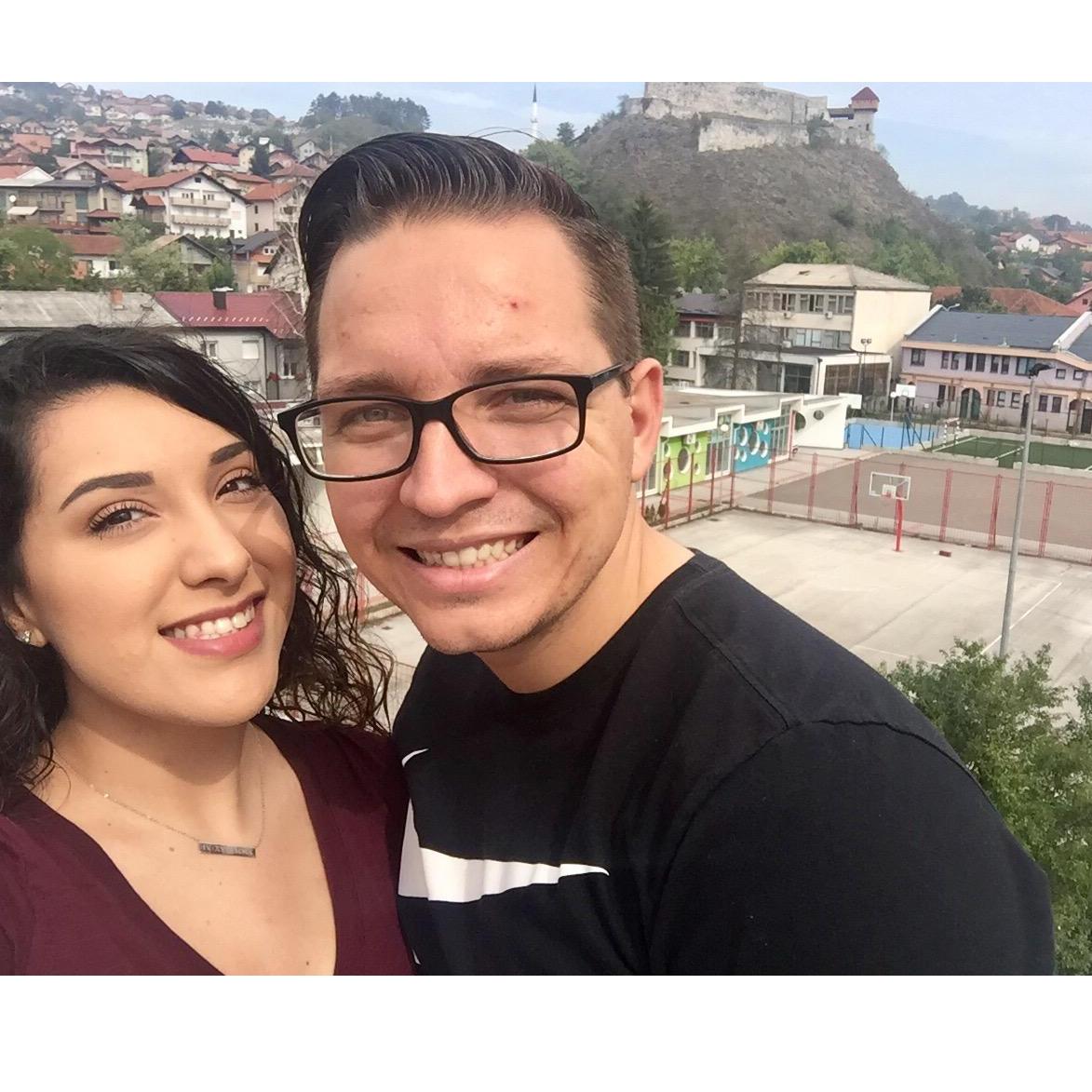 This was taken on our first day in Bosnia! We were on the rooftop of Admir's grandmother's apartment complex.