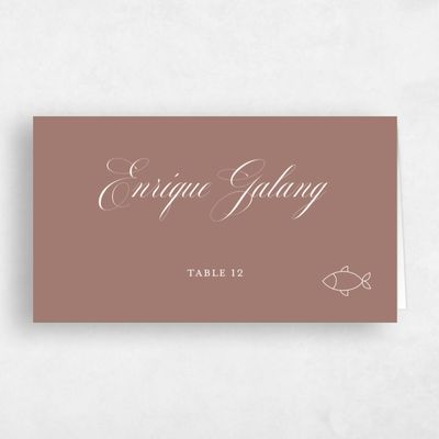 Chestnut, Brown Wedding Place Card - Azurite Fish