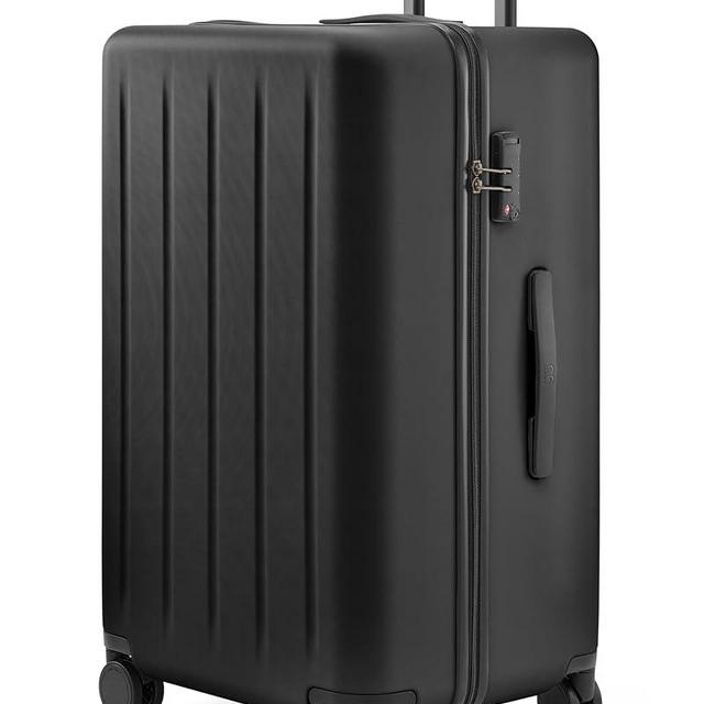 NINETYGO Large Luggage, 26 Inch Trunk Checked Luggage with Spinner Wheels, Hardside Check-in Suitcase, 70/30 Split Opening, Wet Dry Separation, 96L, Black