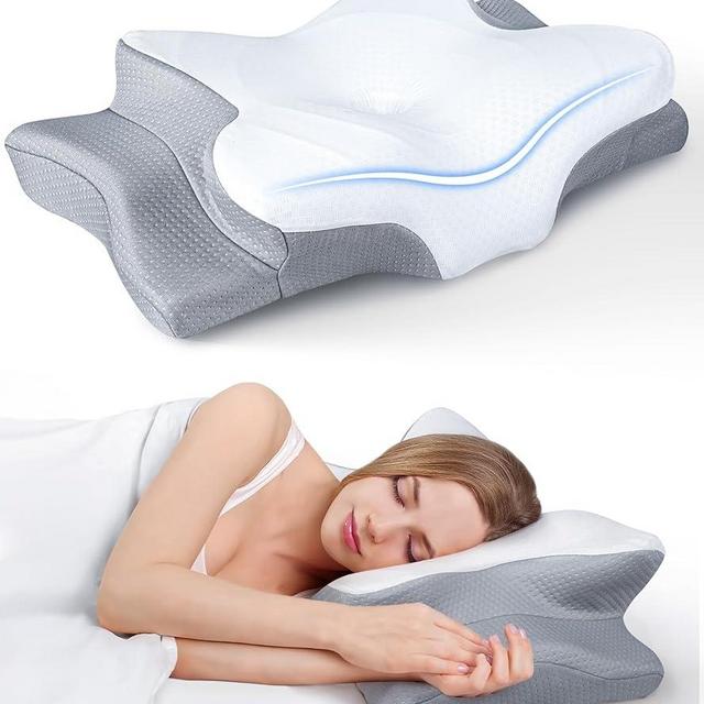 Ultra Pain Relief Cooling Pillow for Neck Support, Adjustable Cervical Pillow Cozy Sleeping, Odorless Ergonomic Contour Memory Foam Pillows, Orthopedic Bed Pillow for Side Back Stomach Sleeper