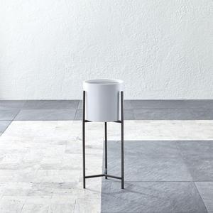 Dundee White Round Planter with Short Stand