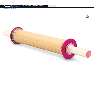 Adjustable Baking Rolling Pin, Wood and Nylon, 12-Inch Barrel