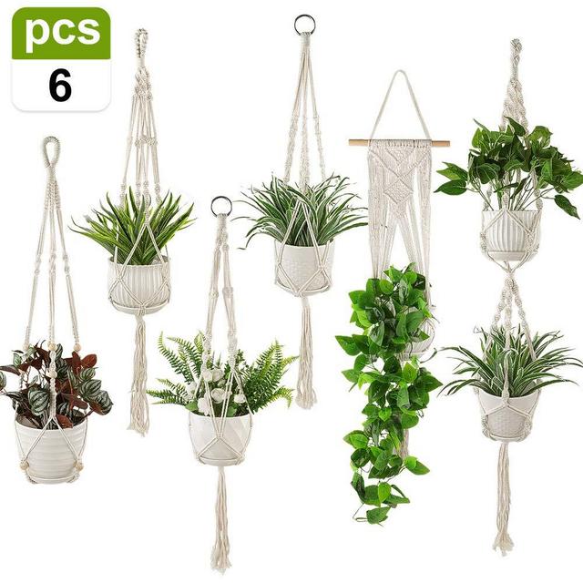 Plant Hangers Set of 6 Pack Indoor Hanging Planters Handmade Cotton Rope Flower Pot Holder for Plants Indoor Outdoor Home Decor (3 Sizes)