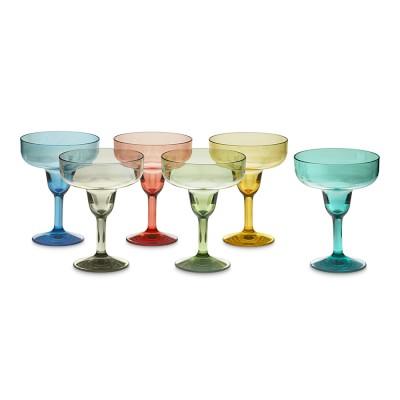 DuraClear® Tritan Outdoor Margarita Glasses, Multicolored, Set of 6