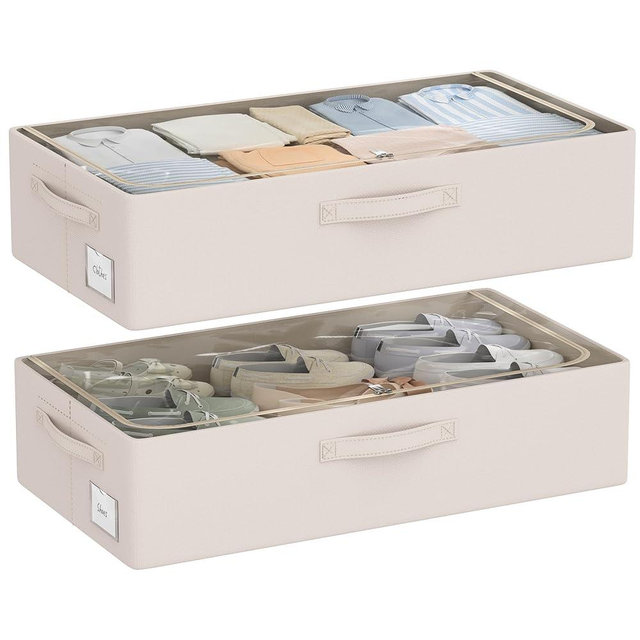Under Bed Storage Bins Frame Storage Box Oxford Fabric Sturdy Underbed Container Foldable Stackable Large Capacity Clothes Organizer