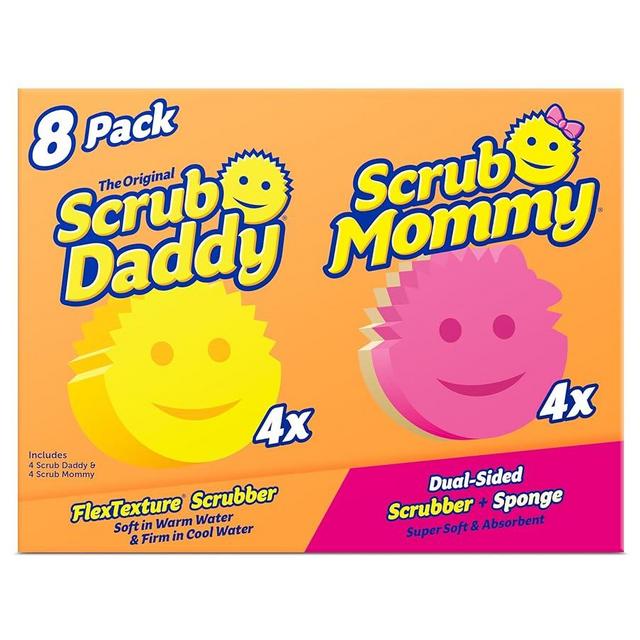 Scrub Daddy OG 4ct + Scrub Mommy 4ct - Scratch-Free Multipurpose Dish Sponge - BPA Free & Made with Polymer Foam - Stain & Odor Resistant Kitchen Sponge