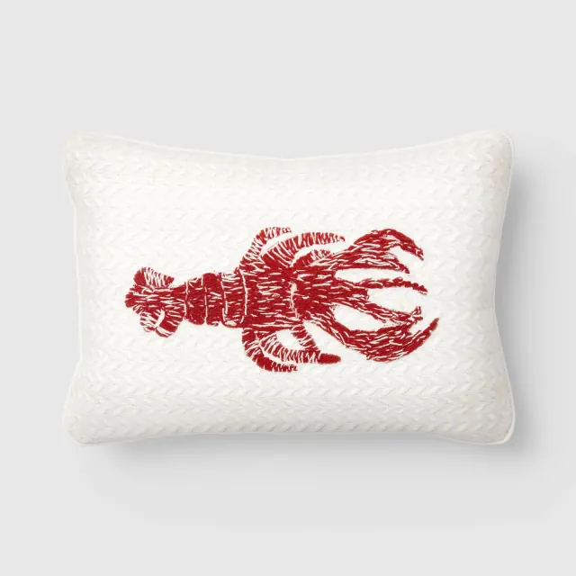 Lumbar Lobster Indoor Throw Pillow Neutral/Red - Room Essentials™