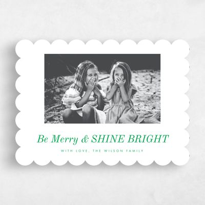 Green Scalloped Holiday Card - Telluride Landscape